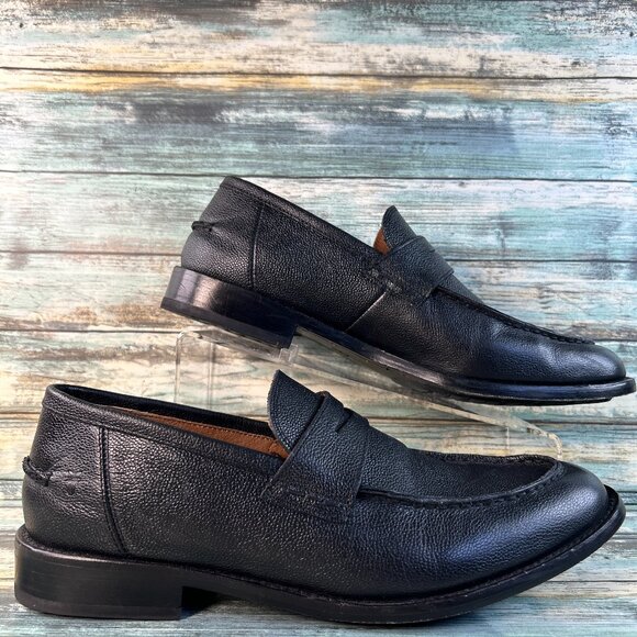 Frye Otis Penny Loafer Mens Sz 10.5D Black Antique Full Grain Leather Apron Toe - Picture 1 of 12